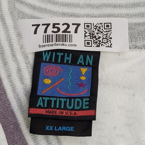 Vintage 90s San-Diego Ringer Sweatshirt 2XL 26x26 Boxy Gray - Picture 7 of 12